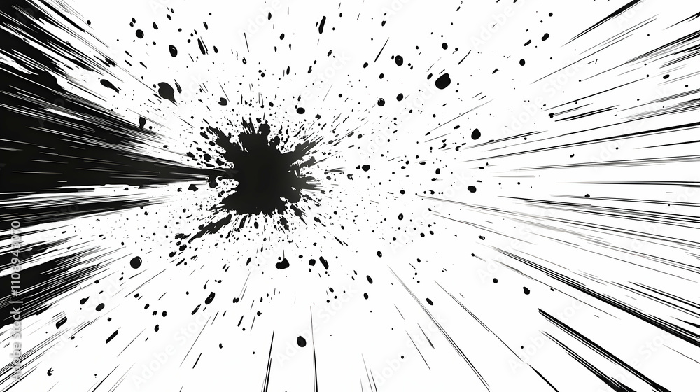 Poster abstract ink splashes burst radiate dynamically