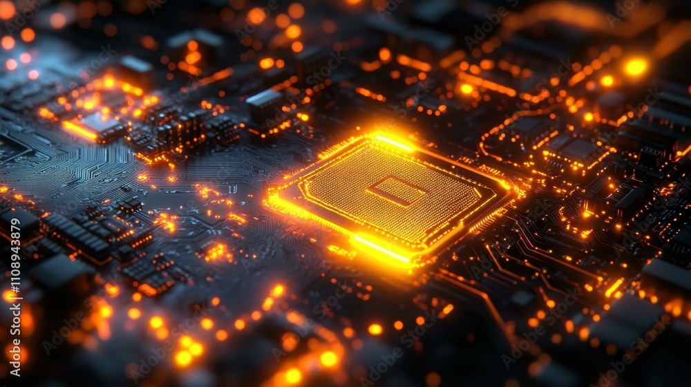 Aufkleber cpu and microcircuits image technological creativity abstract image one main object high quality ver