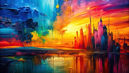 Fototapeta premium Abstract Art Background with Colorful Brushstrokes in Silhouette Photography for Modern Contemporary Artwork Design