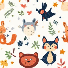 Adorable Forest Animals Seamless Pattern