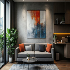 Luxury modern living room interior design featuring elegant sofas, artistic decor, and stylish lighting setups.