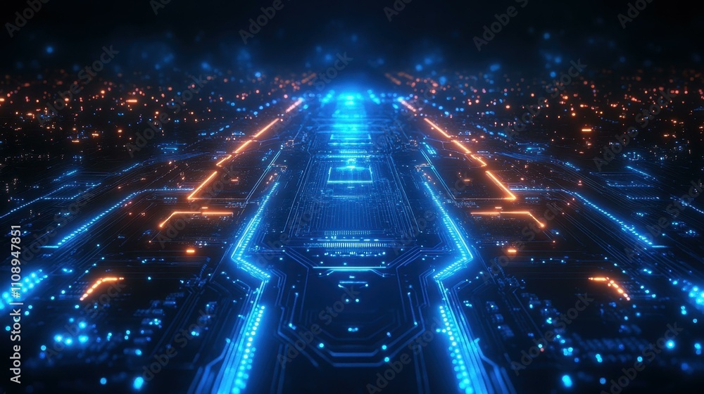 Poster cpu and microcircuits image technological abstraction abstract image one main object high quality ve