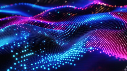 Fototapeta premium Abstract Digital Waveform: Neon Lightscape
