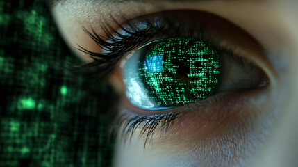 Digital Code Reflects in Eye: A Glimpse into the Future of Tech