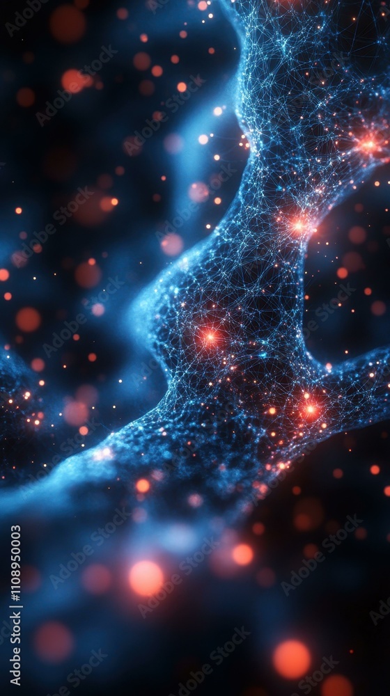 Poster smart home devices. abstract futuristic network connection glowing with particles, digital technolog