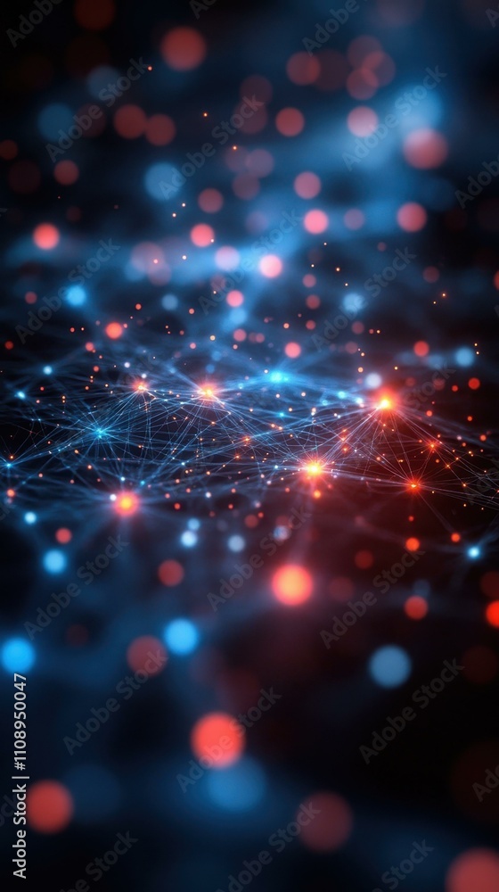 Poster smart home devices. abstract futuristic network connection glowing lights with digital data flow, te