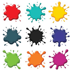 Set of colored splashes paint vector illustration