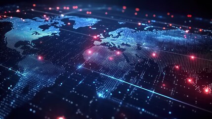Obraz premium Global Network: Digital World Map Visualization