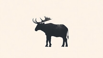 Obraz premium A majestic moose stands tall against a muted background, its silhouette capturing its imposing presence
