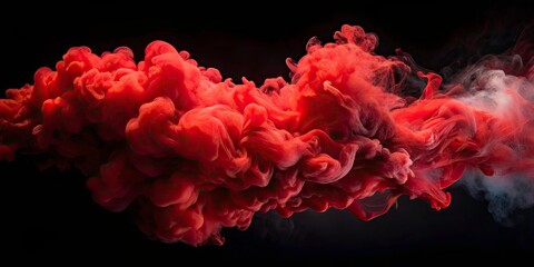 Obraz premium Dramatic Aerial Capture of Red Smoke Billowing Against a Dark Background for Abstract Art and Visual Effects