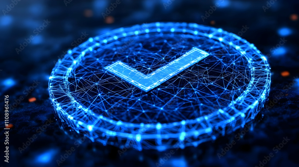 Aufkleber digital verification: secure data check, network confirmation, system integrity