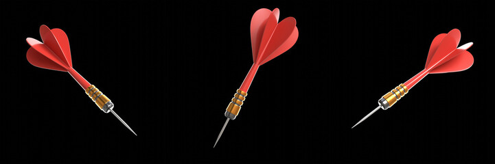 Set of Red Game of Darts for Business Target Marketing Concept 3D Illustration