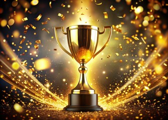 Golden Trophy Championship Victory: Confetti Celebration AI Art