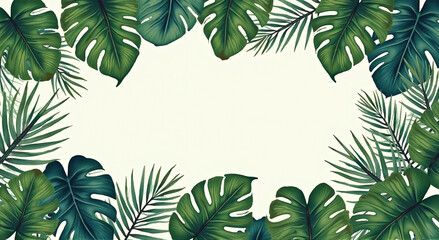 Naklejka premium palm leaves frame