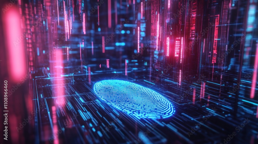 Poster digital fingerprint in a futuristic data environment