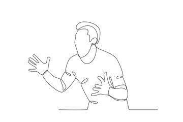 Single continuous line drawing of A man who is angry and wants to attack. Dynamic single line draw design graphic vector illustration.
