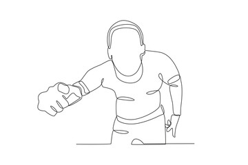 Single continuous line drawing of Angry man pointing. Dynamic single line draw design graphic vector illustration.
