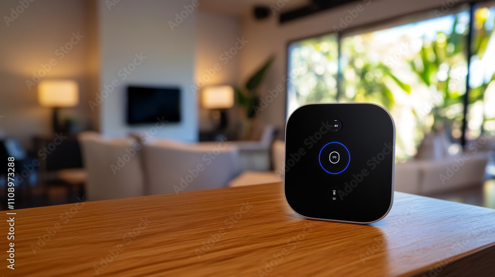 Poster smart home system concept. phone controls works, safety of smart devices in house. smartphone app of