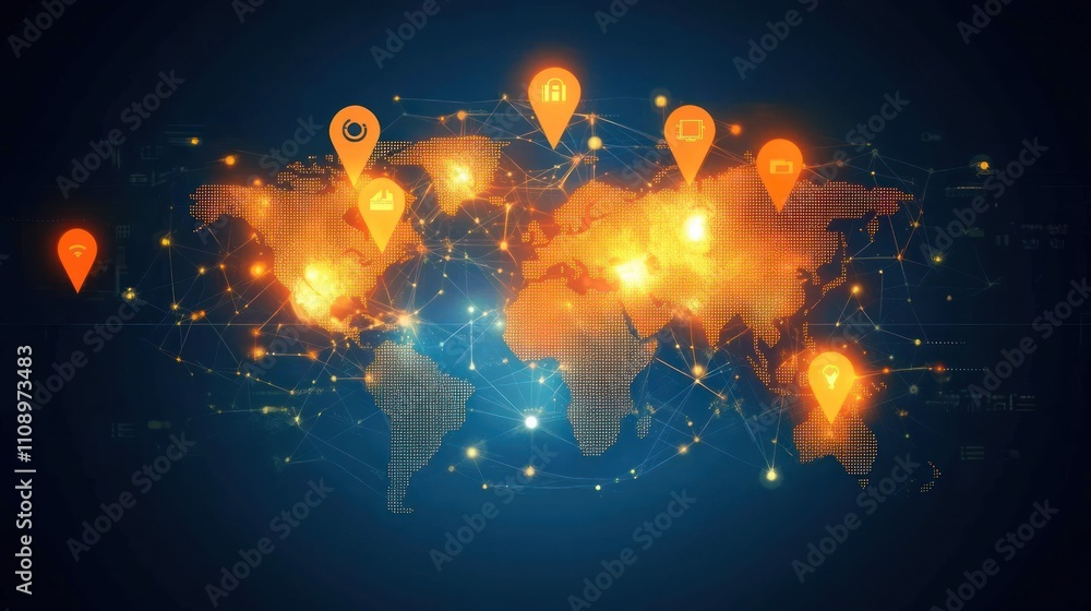 Wall mural global network connectivity: a visual representation of worldwide interconnection