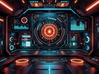 Obraz premium High-tech HUD background; dynamic visuals; photorealistic.