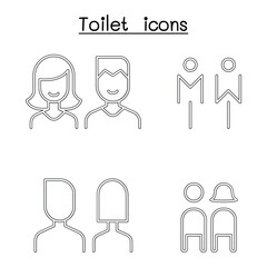 Toilet, restroom, bathroom icon set in thin line style