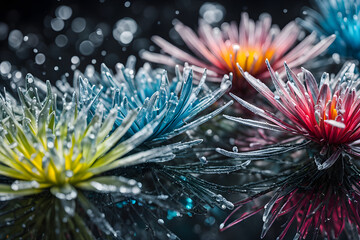 Macro View of Icy Winter Flowers