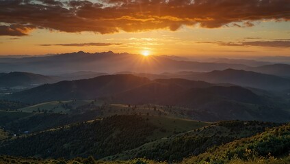 Obraz premium Sunrise over mountains.