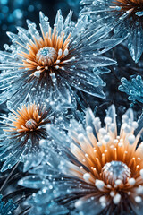 Macro View of Icy Winter Flowers