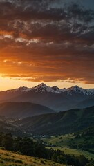 Obraz premium Sunrise over the mountains.