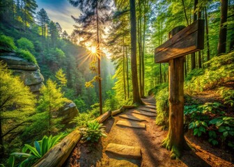 Red River Gorge Hiking Trail Sign - Kentucky Nature Photography