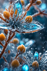 Macro View of Icy Winter Flowers