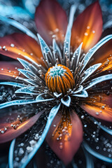 Macro View of Icy Winter Flowers