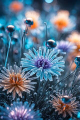 Macro View of Icy Winter Flowers