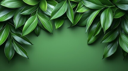 Obraz premium green leaves on a green background
