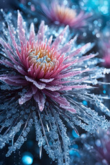 Macro View of Icy Winter Flowers