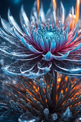 Macro View of Icy Winter Flowers