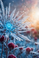 Macro View of Icy Winter Flowers