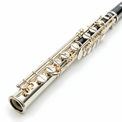 Obraz premium A polished oboe with intricate finger keys, displayed elegantly