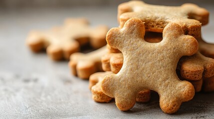 A pile of dog biscuits sitting on top of a table