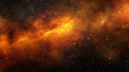 Obraz premium A bright orange and black nebula with stars in the background