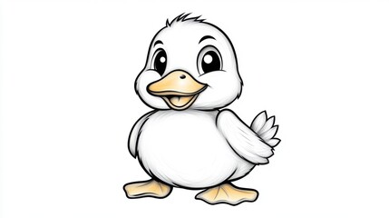 Cute cartoon duck character digital illustration whimsical style bright colors playful concept for children&rsquo;s art