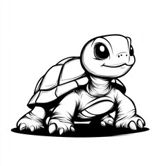 Fototapeta premium Turtle adventure in nature's embrace wildlife habitat black and white close-up view cuteness overload