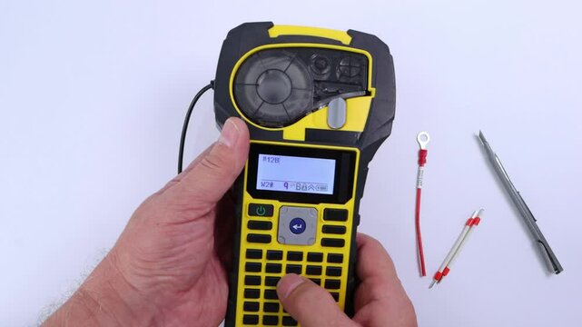 Printing of the marking on an electric hand-held printer.