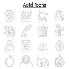 Fototapeta premium Acid icon set in thin line style