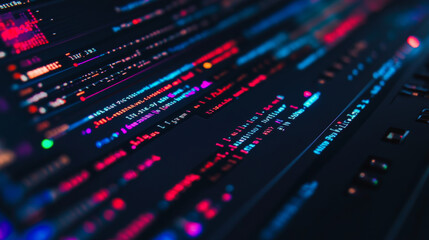 Obraz premium Coding or Programming conceptual banner. Education coding computer languages. Technology of software develop. Writing code of AI, learning artificial intelligence. Computer neural networks.