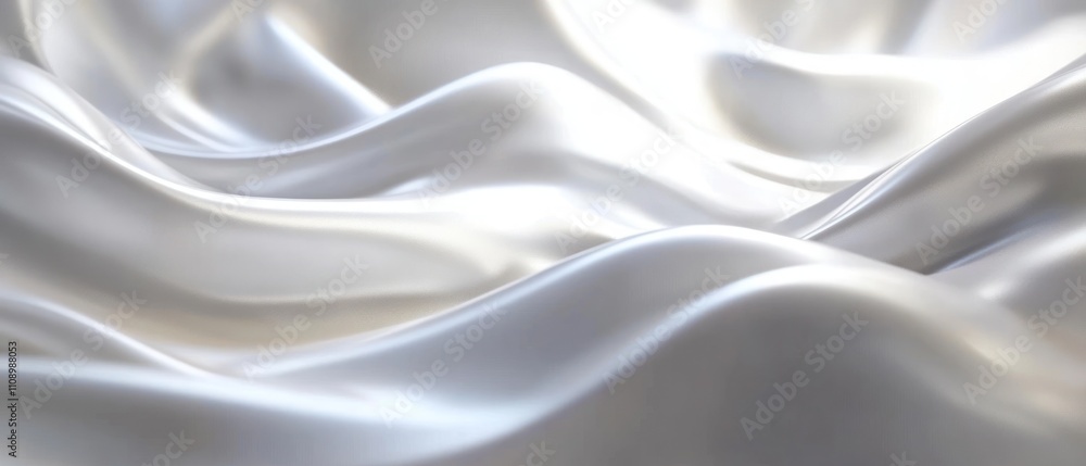Poster Smooth flowing white fabric creating a serene texture
