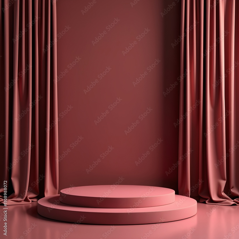 Poster Empty Stage with Red Curtains background