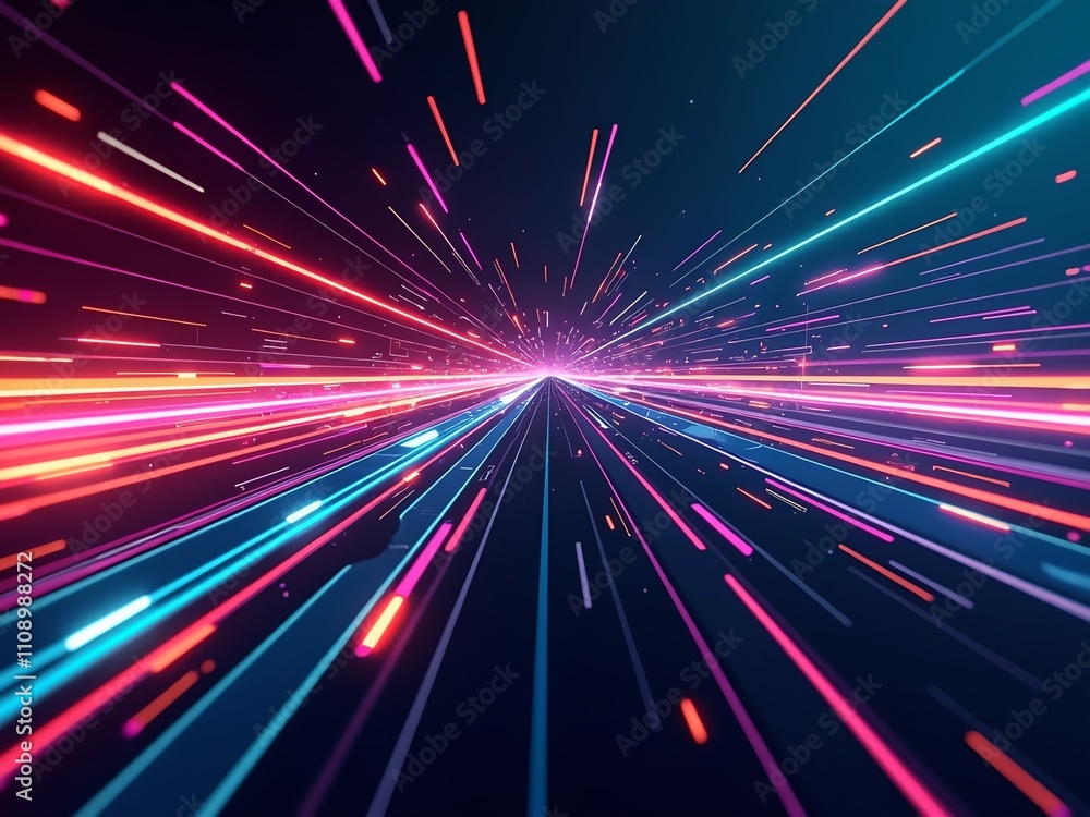 Poster abstract glowing lines and particles