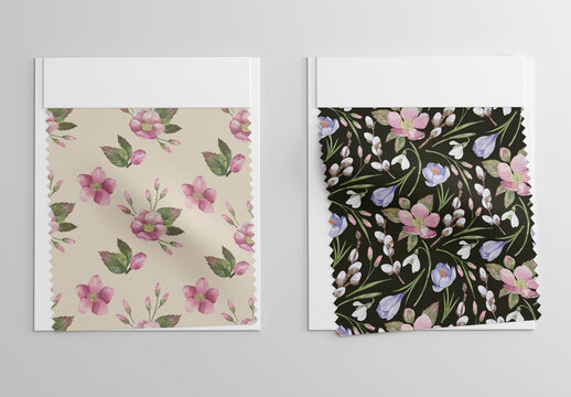 Watercolor Seamless Patterns Set With Floral Elements.