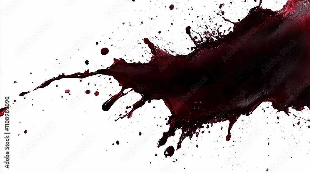 Aufkleber red liquid splashes dramatically against a white background creating an abstract effect